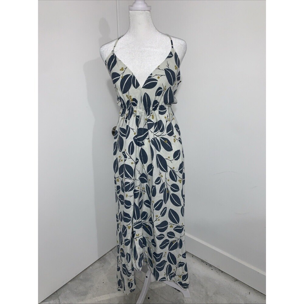Louisa Villani Linen Long High Low Halter Dress Medium Artsy Laganlook Whimsical